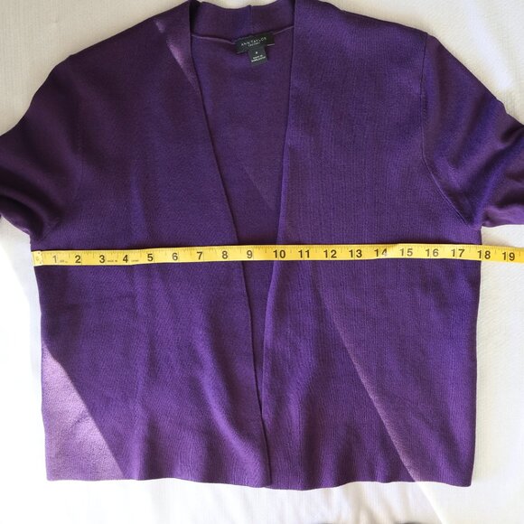 Cropped Style Open Sweater - Dark Purple Shrug - Cropped Open Cardigan - Size M - Picture 4 of 8